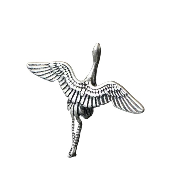 Crane Design Silver Stud Earrings - Picture 6 of 10